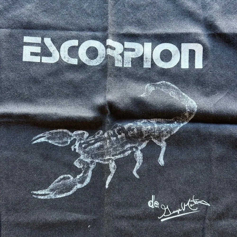 Vintage Georges Moustaki Bandana Adult 20.x21 Faded Black Cotton Escorpion Music